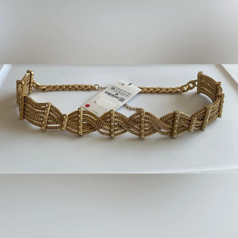 NWT Zara Rhinestone Multichain Belt